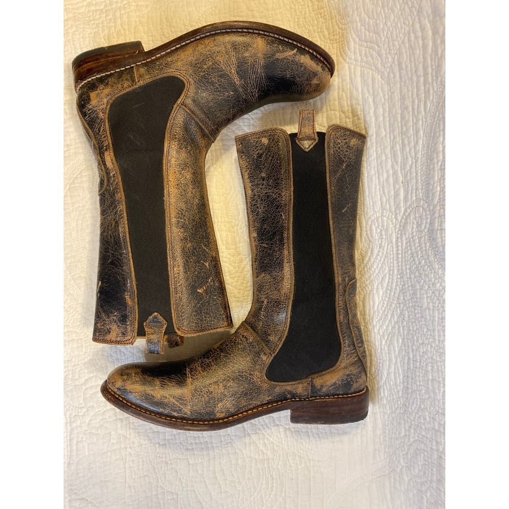 Bed Stu Cobbler Series Distressed Leather Mid Calf Chelsea Boots Brown Womens 9 - Picture 4 of 11